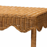 bali & pari Oteria Bohemian Light Honey Scalloped Rattan Side Table