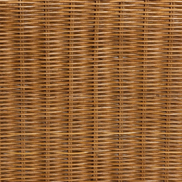 Baxton Studio bali Oteria Bohemian Rattan Side Table - Handcrafted Scalloped Design with Functional Storage Space Palm Short-Light Honey Rattan-Side Table