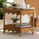 bali & pari Oteria Bohemian Light Honey Scalloped Rattan Side Table