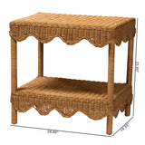 bali & pari Oteria Bohemian Light Honey Scalloped Rattan Side Table