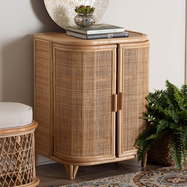 Baxton Studio bali Yanka Bohemian Rattan Storage Cabinet – Handcrafted, Stylish, and Versatile Organizer for Any Room WS 017-Natural Rattan-Large-Cabinet