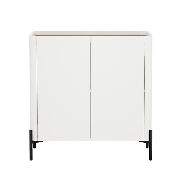 English Elm Abbey 32" Accent Cabinet in Maple with Soft-Close Doors, Adjustable Shelves, Tray Top & Slim Legs Brown+White B365P397883