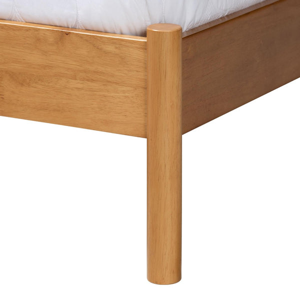 Baxton Studio Baxton Studio Jaiana Mid-Century Queen Bed in Grey Fabric with Oak Wood Frame - Stylish Comfort! BBT61187-Grey/Natural Oak-Queen