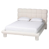 Ralayna Modern Luxe Ivory Boucle Fabric Queen Size Bed