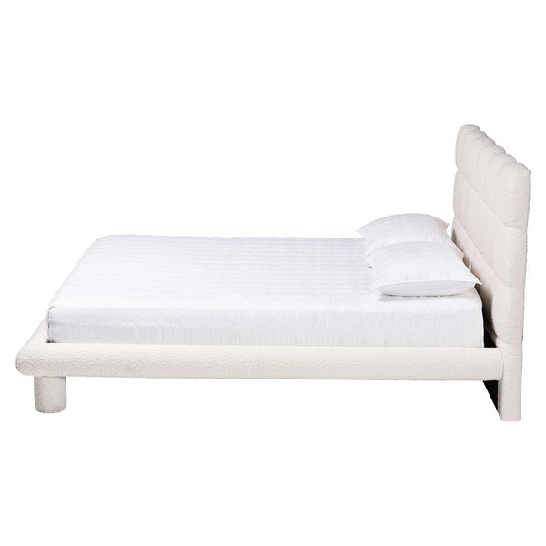 Baxton Studio Baxton Studio Ralayna Luxurious Ivory Boucle Queen Bed - Modern Design with Plush Comfort & Support BBT61168 A1-Ivory-Queen