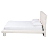 Baxton Studio Ralayna Modern Luxe Ivory Boucle Fabric Queen Size Bed