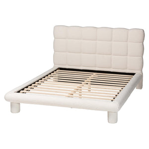Baxton Studio Baxton Studio Ralayna Luxurious Ivory Boucle Queen Bed - Modern Design with Plush Comfort & Support BBT61168 A1-Ivory-Queen