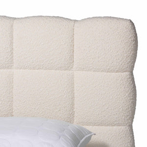 Baxton Studio Baxton Studio Ralayna Luxurious Ivory Boucle Queen Bed - Modern Design with Plush Comfort & Support BBT61168 A1-Ivory-Queen