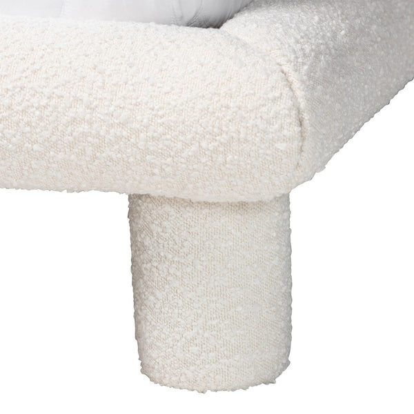 Baxton Studio Baxton Studio Ralayna Luxurious Ivory Boucle Queen Bed - Modern Design with Plush Comfort & Support BBT61168 A1-Ivory-Queen