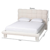 Baxton Studio Ralayna Modern Luxe Ivory Boucle Fabric Queen Size Bed