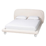 Eladio Modern Luxe Ivory Boucle Fabric Queen Size Bed