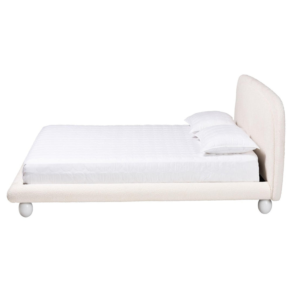 Baxton Studio Baxton Studio Eladio Luxe Ivory Boucle Queen Bed - Modern Design with Plush Comfort & Style BBT61186.11-White-Queen