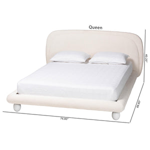 Baxton Studio Eladio Modern Luxe Ivory Boucle Fabric Queen Size Bed