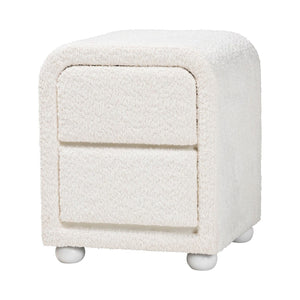 Baxton Studio Baxton Studio Bonilla Cozy Modern Nightstand with Teddy-Bear Fabric & Rubberwood - 2 Drawers BBT3220.11-White-NS