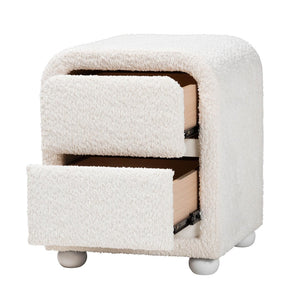 Baxton Studio Baxton Studio Bonilla Cozy Modern Nightstand with Teddy-Bear Fabric & Rubberwood - 2 Drawers BBT3220.11-White-NS