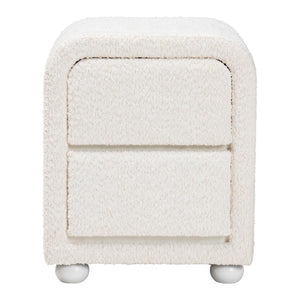 Baxton Studio Baxton Studio Bonilla Cozy Modern Nightstand with Teddy-Bear Fabric & Rubberwood - 2 Drawers BBT3220.11-White-NS