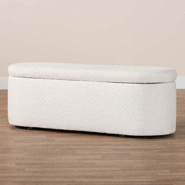 Baxton Studio Baxton Studio Lavina Plush Teddy-Bear Storage Bench - Modern Accent with Hidden Compartment & Comfort BBT3212.11 A2-White-Bench
