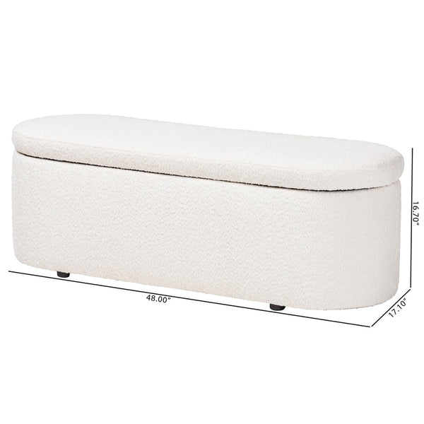 Baxton Studio Baxton Studio Lavina Plush Teddy-Bear Storage Bench - Modern Accent with Hidden Compartment & Comfort BBT3212.11 A2-White-Bench