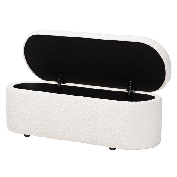 Baxton Studio Baxton Studio Lavina Plush Teddy-Bear Storage Bench - Modern Accent with Hidden Compartment & Comfort BBT3212.11 A2-White-Bench