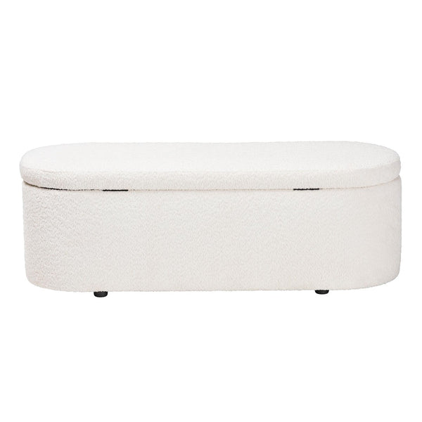 Baxton Studio Baxton Studio Lavina Plush Teddy-Bear Storage Bench - Modern Accent with Hidden Compartment & Comfort BBT3212.11 A2-White-Bench