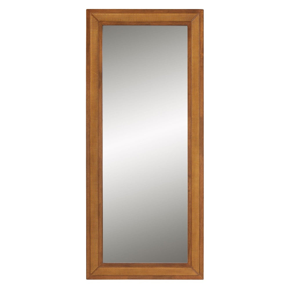 Baxton Studio Baxton Studio Rowanne Mid-Century Modern Wall Mirror in Walnut Brown with Rattan Detailing - 70.9" H BBTM32 A1-Rattan/Walnut-Mirror