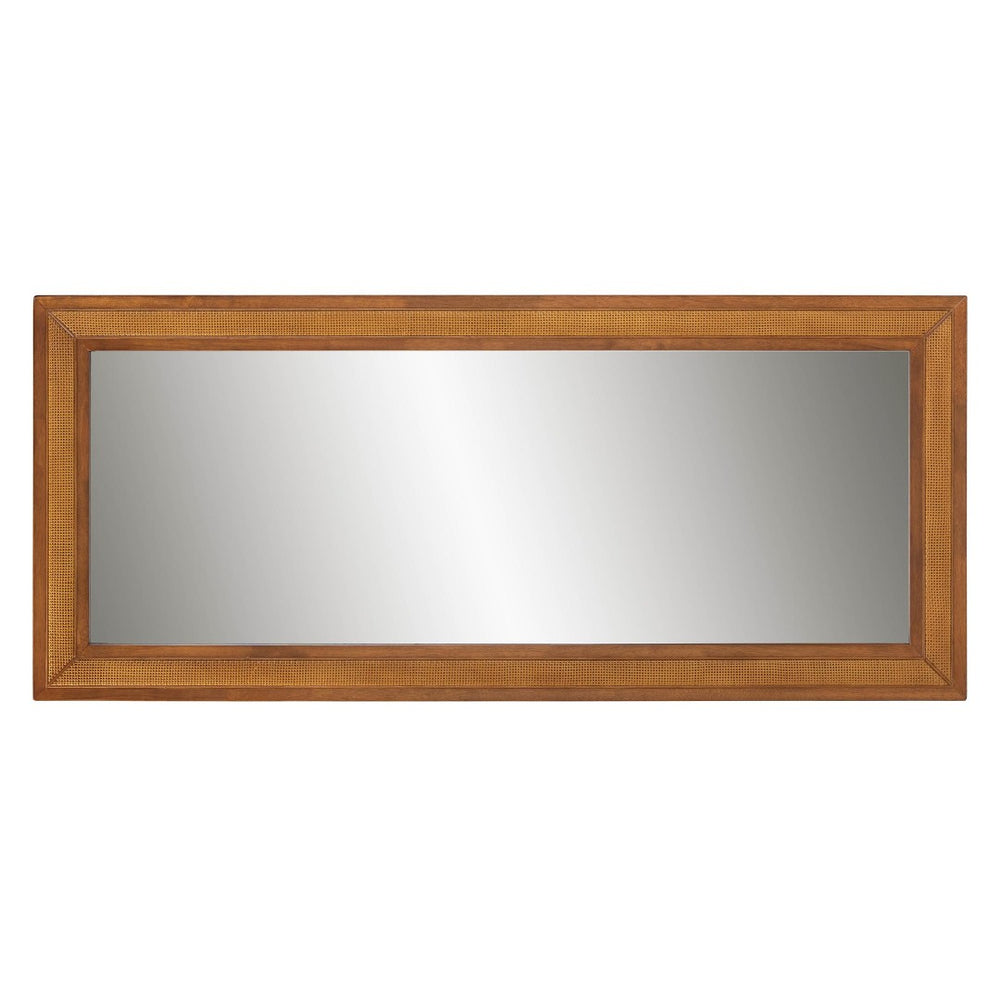 Baxton Studio Baxton Studio Rowanne Mid-Century Modern Wall Mirror in Walnut Brown with Rattan Detailing - 70.9" H BBTM32 A1-Rattan/Walnut-Mirror