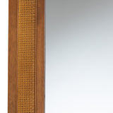 Baxton Studio Rowanne Mid-Century Modern Walnut Brown Rubberwood and Rattan Frame Wall Mirror