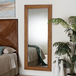 Baxton Studio Baxton Studio Rowanne Mid-Century Modern Wall Mirror in Walnut Brown with Rattan Detailing - 70.9" H BBTM32 A1-Rattan/Walnut-Mirror