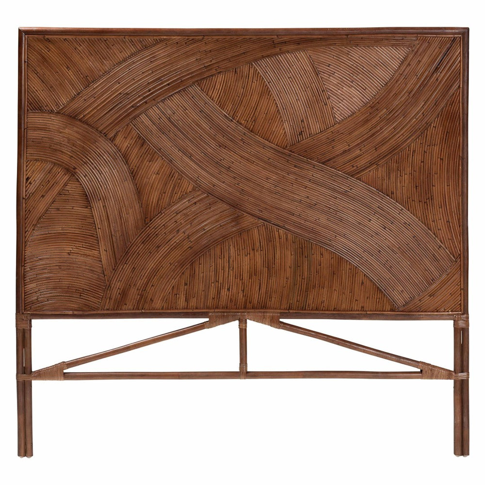 Baxton Studio bali Bohemian Dark Brown Rattan Standalone Headboard – Artisan Crafted for Serene Bedroom Style Elettra King WS039-B-Dark Brown Rattan-King-HB