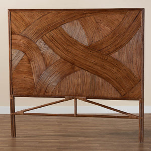 Baxton Studio bali Bohemian Dark Brown Rattan Standalone Headboard – Artisan Crafted for Serene Bedroom Style Elettra King WS039-B-Dark Brown Rattan-King-HB