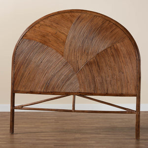 bali & pari Seana Bohemian Dark Brown Rattan Queen Size Standalone Headboard