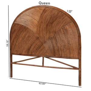 bali & pari Seana Bohemian Dark Brown Rattan Queen Size Standalone Headboard