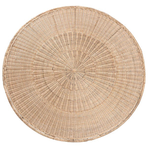 Baxton Studio Bali Liam 5-Piece Rattan Dining Set - Handwoven Boho-Coastal Round Table & Cushioned Chairs Liam-Light Honey Rattan-5PC Dining Set