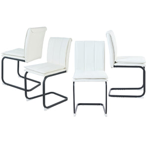 English Elm Modern Pu Leather Cantilever Dining Chairs Set of 4 with Steel Arc Frame for Kitchen W5123P454210