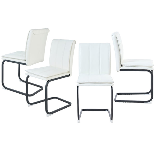 English Elm Modern Pu Leather Cantilever Dining Chairs Set of 4 with Steel Arc Frame for Kitchen W5123P454210