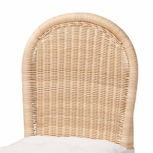 Baxton Studio bali Bilu Bohemian Rattan Dining Chair – Handcrafted Comfort with Plush Cushion & Unique Design DC829B-Bilu-Light Honey Rattan-DC