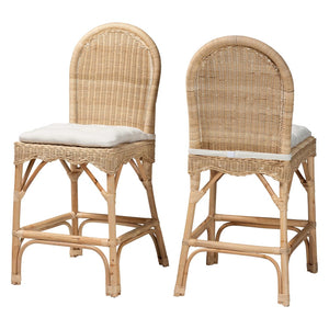 Baxton Studio bali Bilu Bohemian Natural Rattan Counter Stool Set - Handcrafted, Cozy, & Chic for Your Home DC829-CB-Bilu-Light Honey Rattan-Counter Stool