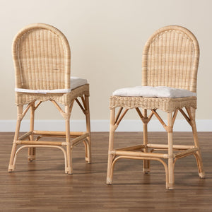 Baxton Studio bali Bilu Bohemian Natural Rattan Counter Stool Set - Handcrafted, Cozy, & Chic for Your Home DC829-CB-Bilu-Light Honey Rattan-Counter Stool