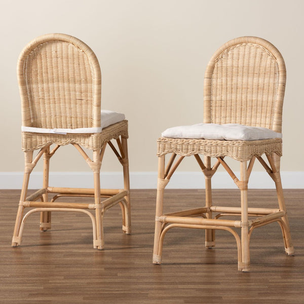 Baxton Studio bali Bilu Bohemian Natural Rattan Counter Stool Set - Handcrafted, Cozy, & Chic for Your Home DC829-CB-Bilu-Light Honey Rattan-Counter Stool