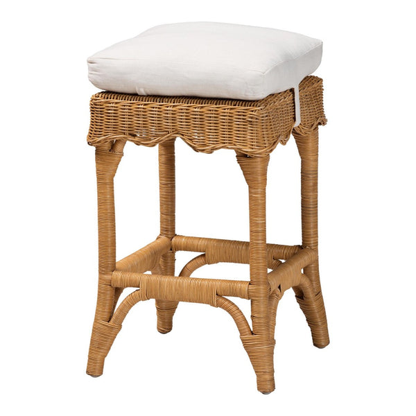 Baxton Studio bali Muy Bohemian Scallop Rattan Counter Stool - Handcrafted Comfort for Coastal & Rustic Spaces DC0899-A-Muy-Honey Rattan-Counter Stool