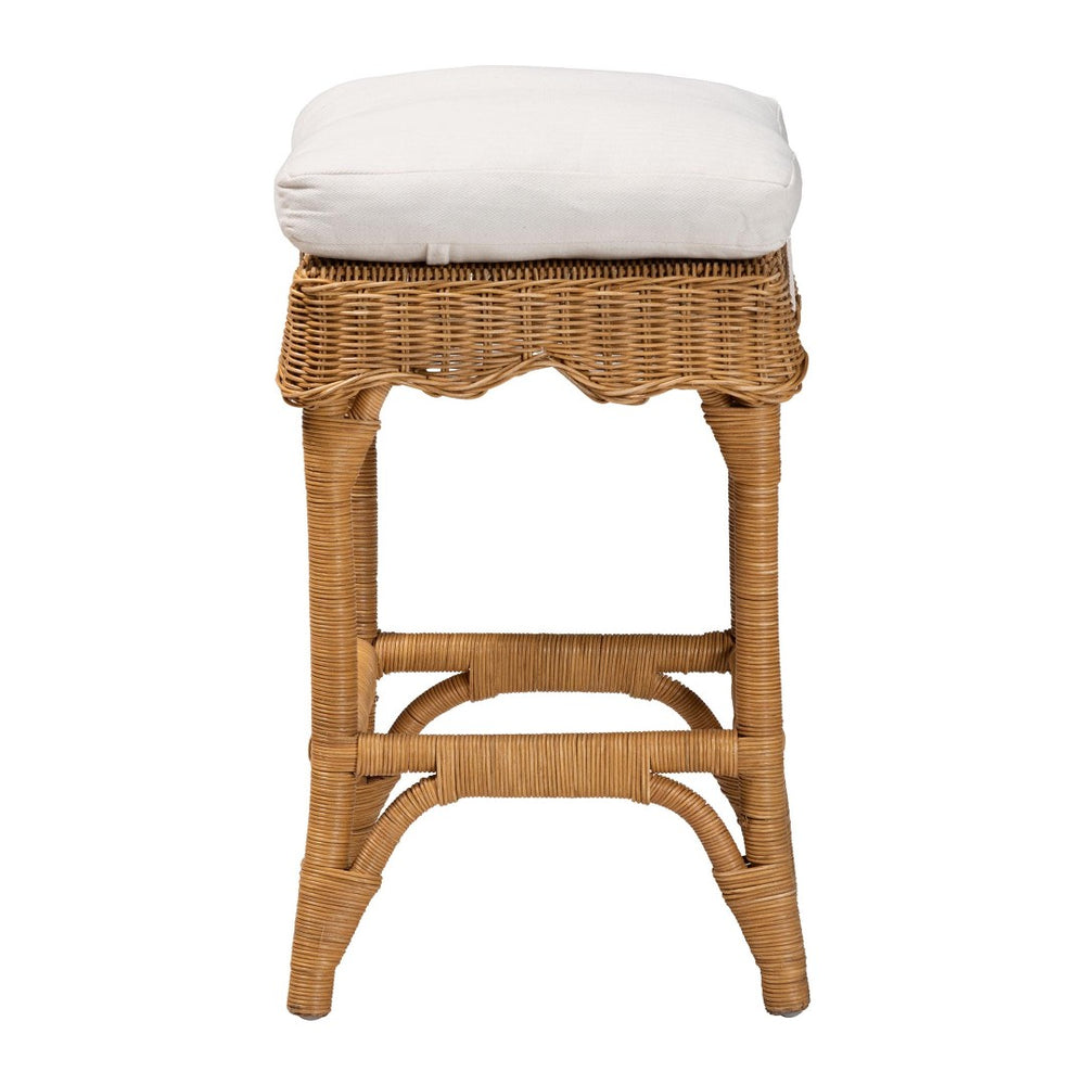 Baxton Studio bali Muy Bohemian Scallop Rattan Counter Stool - Handcrafted Comfort for Coastal & Rustic Spaces DC0899-A-Muy-Honey Rattan-Counter Stool