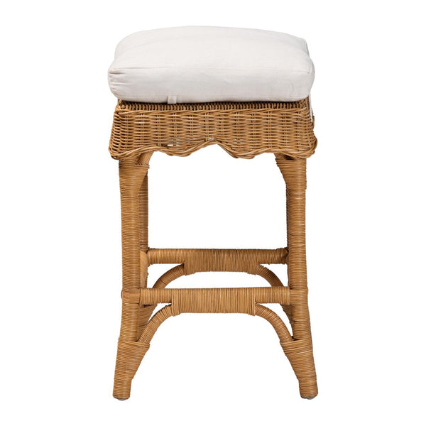Baxton Studio bali Muy Bohemian Scallop Rattan Counter Stool - Handcrafted Comfort for Coastal & Rustic Spaces DC0899-A-Muy-Honey Rattan-Counter Stool