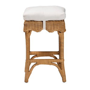 Baxton Studio bali Muy Bohemian Scallop Rattan Counter Stool - Handcrafted Comfort for Coastal & Rustic Spaces DC0899-A-Muy-Honey Rattan-Counter Stool