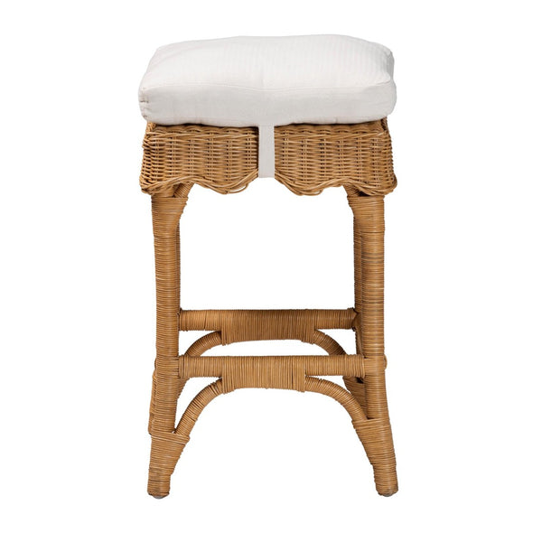 Baxton Studio bali Muy Bohemian Scallop Rattan Counter Stool - Handcrafted Comfort for Coastal & Rustic Spaces DC0899-A-Muy-Honey Rattan-Counter Stool