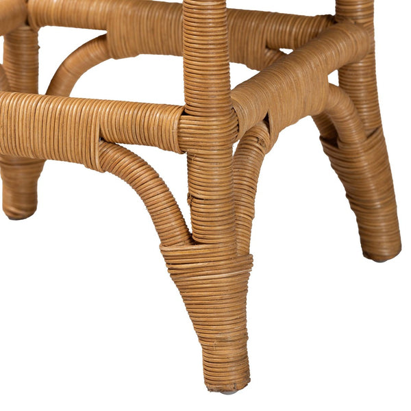 Baxton Studio bali Muy Bohemian Scallop Rattan Counter Stool - Handcrafted Comfort for Coastal & Rustic Spaces DC0899-A-Muy-Honey Rattan-Counter Stool