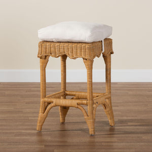 Baxton Studio bali Muy Bohemian Scallop Rattan Counter Stool - Handcrafted Comfort for Coastal & Rustic Spaces DC0899-A-Muy-Honey Rattan-Counter Stool