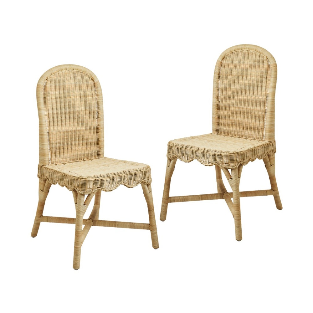 Chelsea House Linton Handwoven Wicker Chairs Set Of 2 — Scalloped Skirt, Rounded Back, Indoor/Patio Charm, 275 Lb 13663606