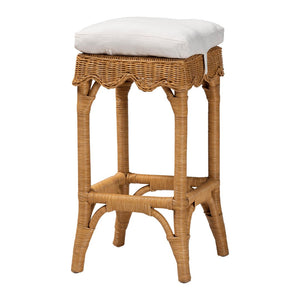 Baxton Studio bali Muy Bohemian Scallop Honey Rattan Bar Stool - Handcrafted Comfort for Your Kitchen or Patio DC0899-B-Muy-Honey Rattan-Bar Stool