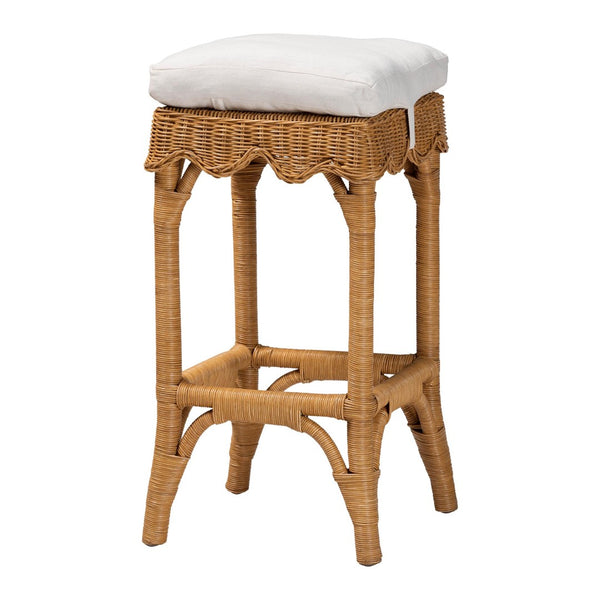 Baxton Studio bali Muy Bohemian Scallop Honey Rattan Bar Stool - Handcrafted Comfort for Your Kitchen or Patio DC0899-B-Muy-Honey Rattan-Bar Stool