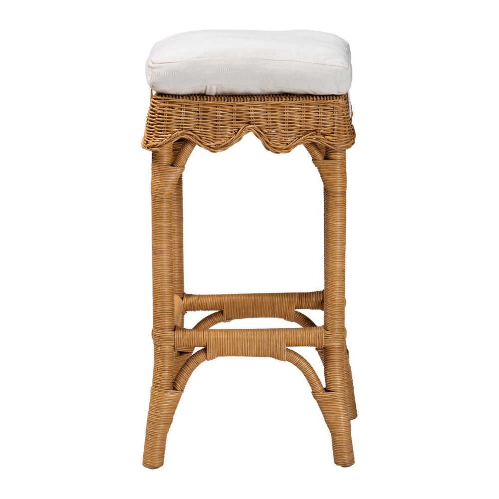 Baxton Studio bali Muy Bohemian Scallop Honey Rattan Bar Stool - Handcrafted Comfort for Your Kitchen or Patio DC0899-B-Muy-Honey Rattan-Bar Stool